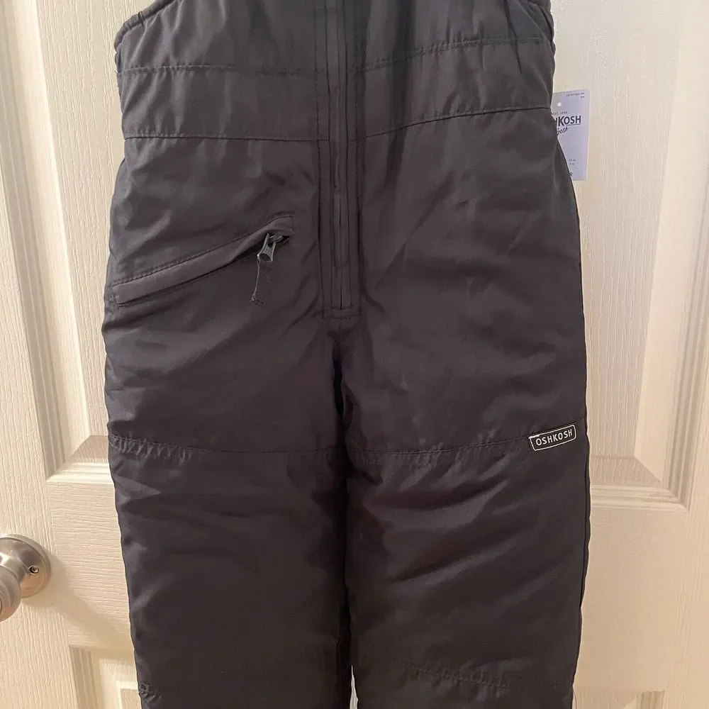 OshKosh B'gosh Black Perfect Snow Bib Overalls Snowsuit Boys Size 4 NWT